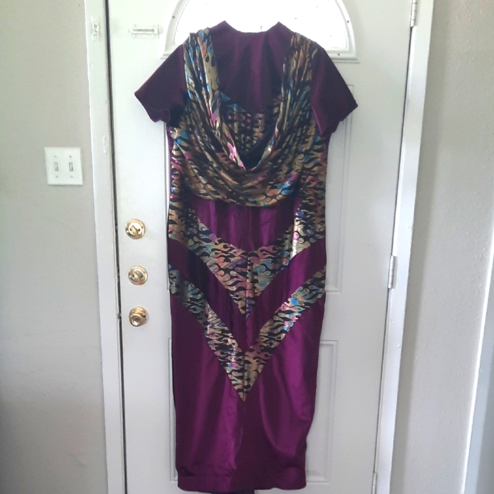 CUSTOM MADE Elegant Purple and Multicolor Women's Dress